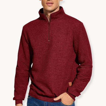 Men's Quarter Zip Sweater with Unique Pattern
