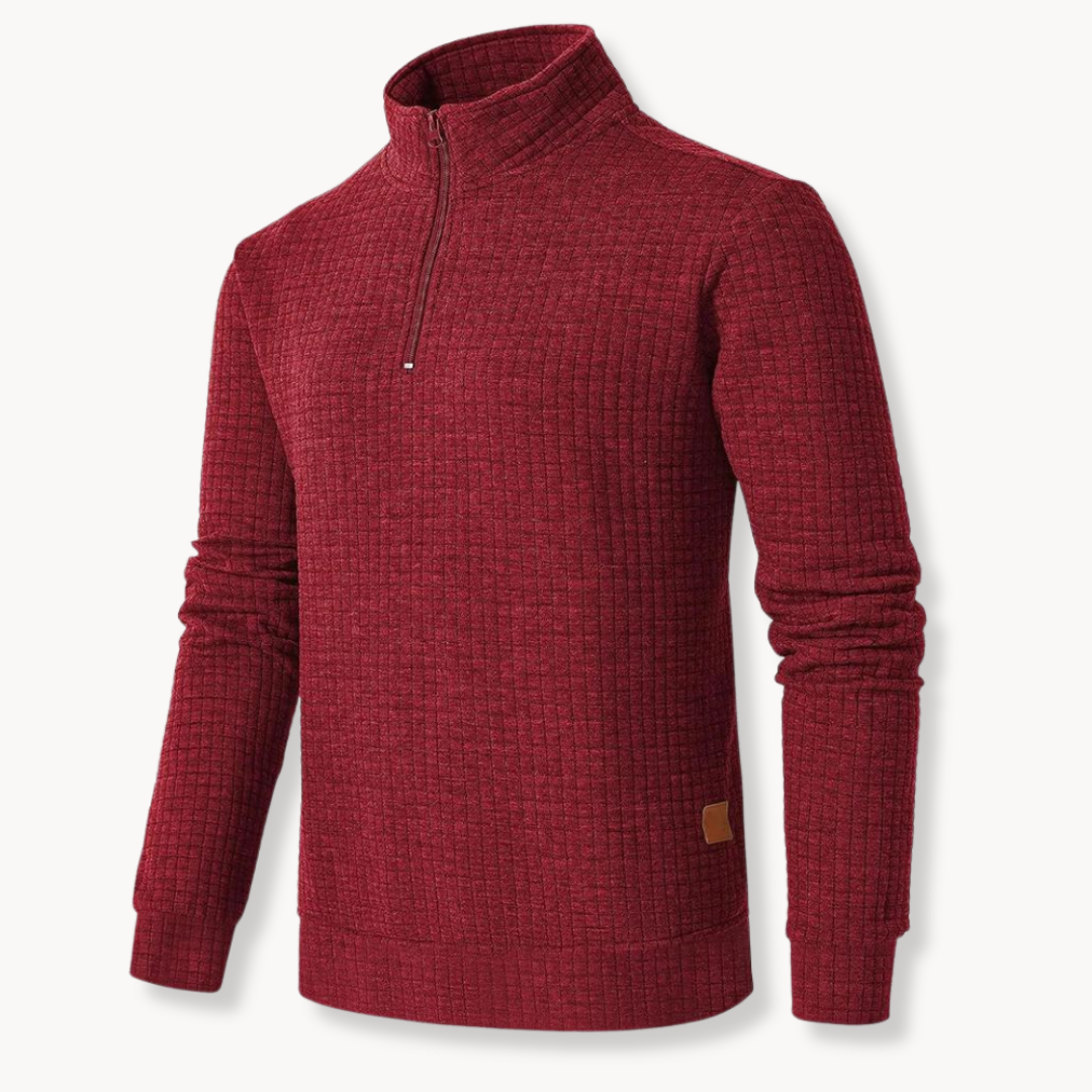 Men's Quarter Zip Sweater with Unique Pattern