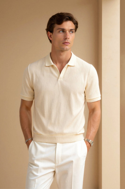 Men's Short Sleeve V-Neck Polo Shirt