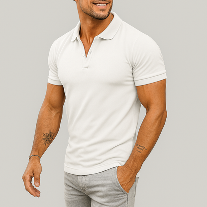Men's Slim Fit Polo Shirt with Half Zip