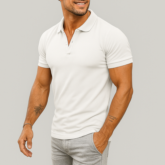 Men's Slim Fit Polo Shirt with Half Zip