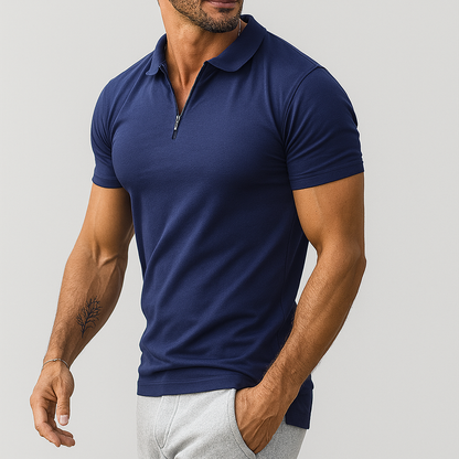 Men's Slim Fit Polo Shirt with Half Zip