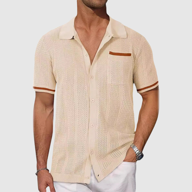 Men's Tailored Shirt – Camp Collar with Contrast Piping