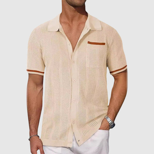 Men's Tailored Shirt – Camp Collar with Contrast Piping