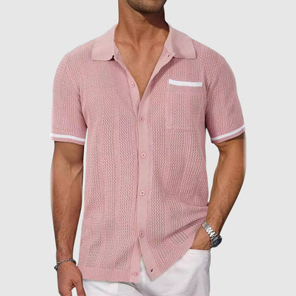 Men's Tailored Shirt – Camp Collar with Contrast Piping