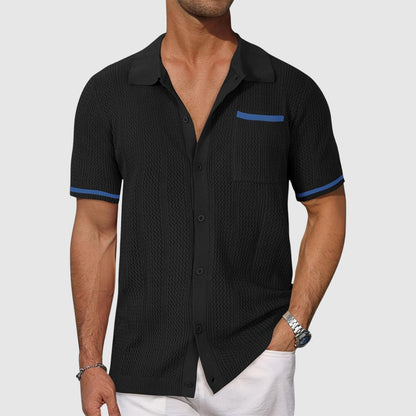 Men's Tailored Shirt – Camp Collar with Contrast Piping