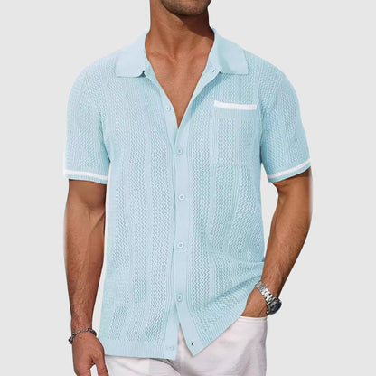 Men's Tailored Shirt – Camp Collar with Contrast Piping