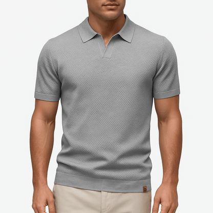 Men's Textured Polo Shirt – Short Sleeve Summer Fit