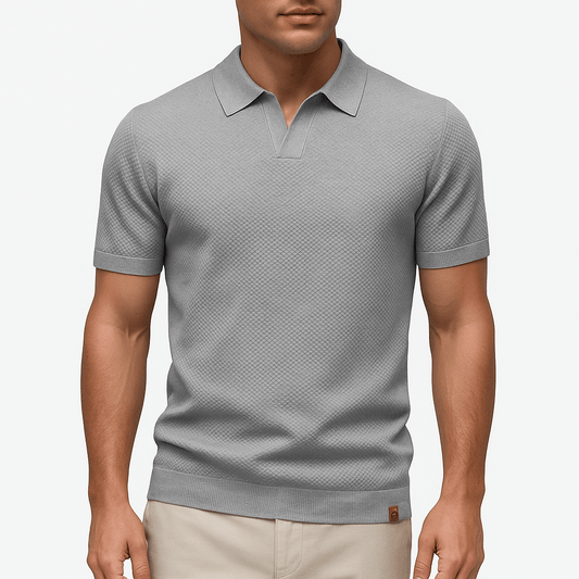 Men's Textured Polo Shirt – Short Sleeve Summer Fit