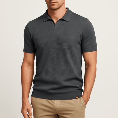 Men's Textured Polo Shirt – Short Sleeve Summer Fit