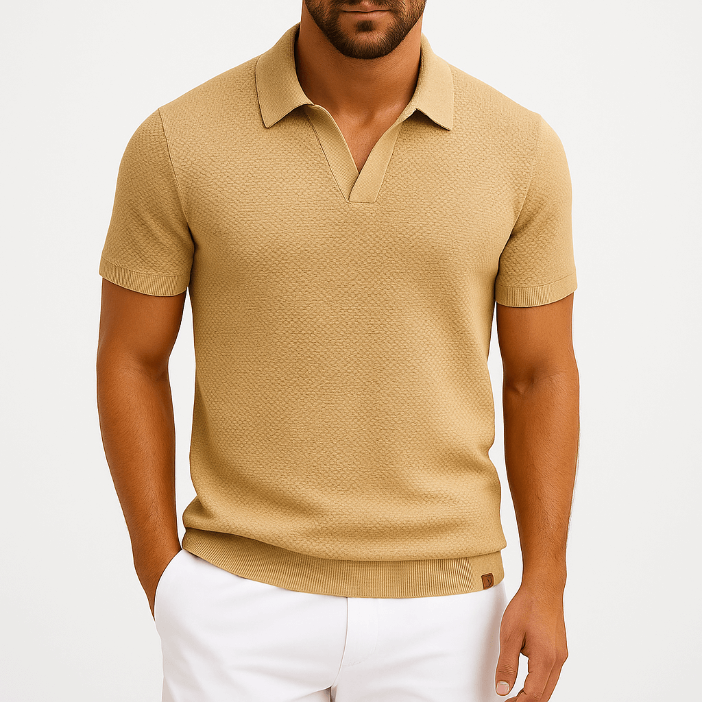 Men's Textured Polo Shirt – Short Sleeve Summer Fit