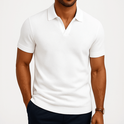 Men's Textured Polo Shirt – Short Sleeve Summer Fit