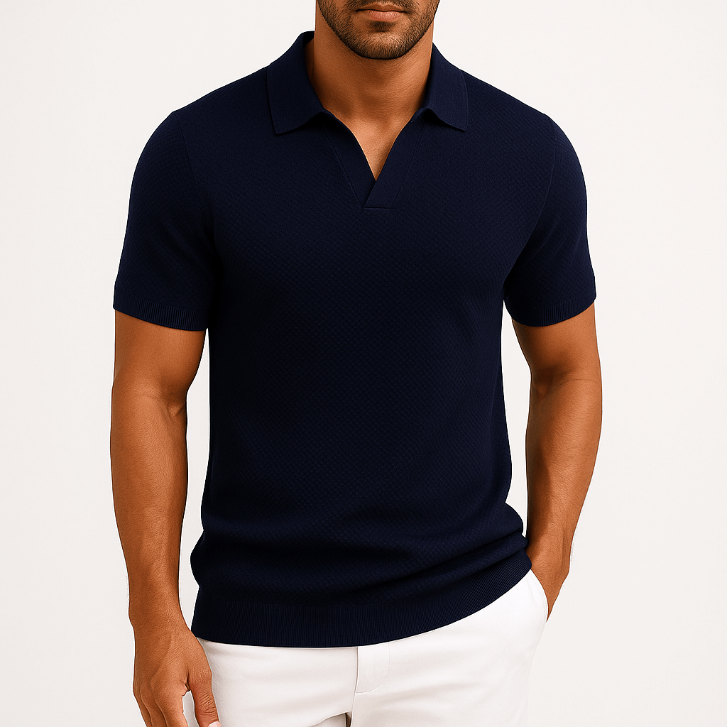 Men's Textured Polo Shirt – Short Sleeve Summer Fit