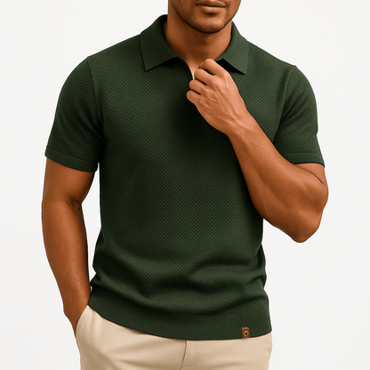 Men's Textured Polo Shirt – Short Sleeve Summer Fit
