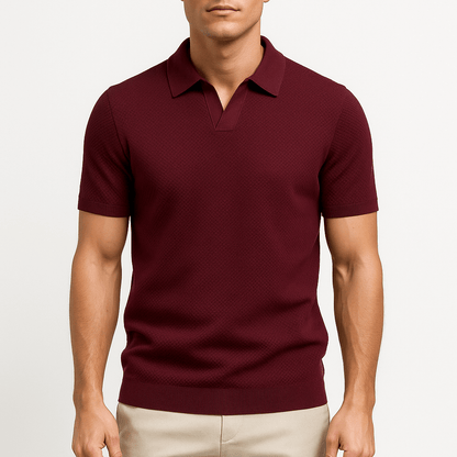Men's Textured Polo Shirt – Short Sleeve Summer Fit