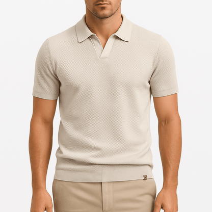 Men's Textured Polo Shirt – Short Sleeve Summer Fit