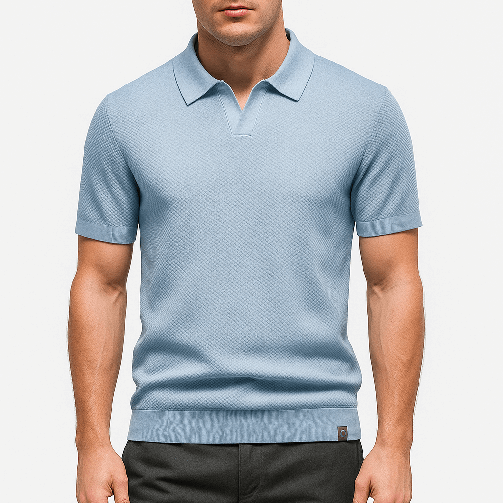 Men's Textured Polo Shirt – Short Sleeve Summer Fit