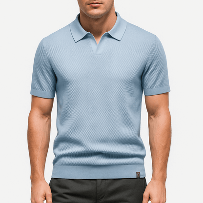 Men's Textured Polo Shirt – Short Sleeve Summer Fit
