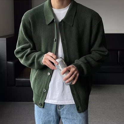 Men's Elegant Knitted Sweater with Button Closure
