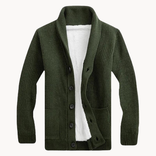 Men's Fleece Shawl Collar Cardigan Sweater