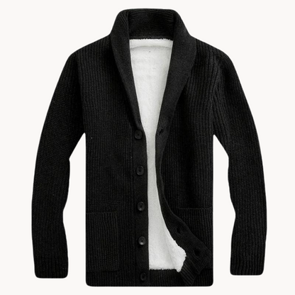 Men's Fleece Shawl Collar Cardigan Sweater