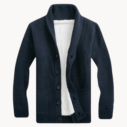 Men's Fleece Shawl Collar Cardigan Sweater