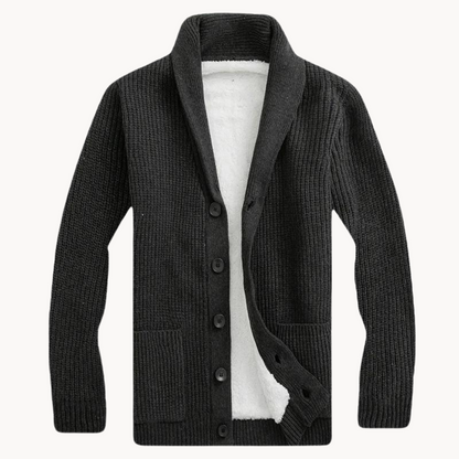 Men's Fleece Shawl Collar Cardigan Sweater