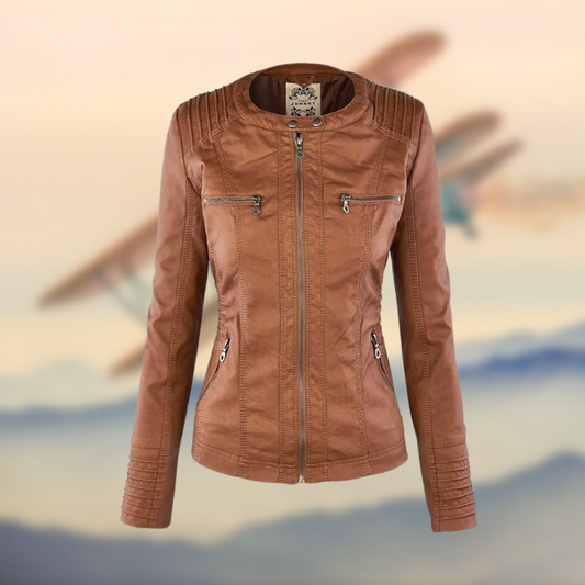 Women's Leather Jacket with Hood - Stylish Casual Outerwear
