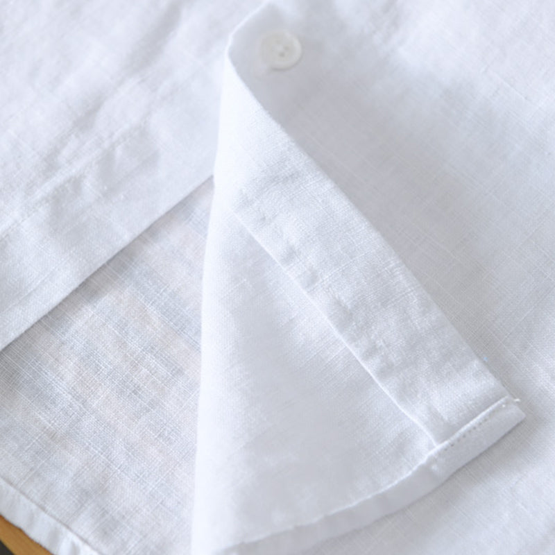 Men's Linen Shirt – 3/4 Sleeve Mandarin Collar
