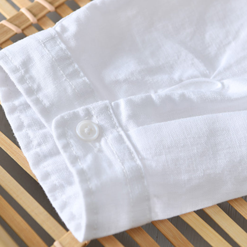 Men's Linen Shirt – 3/4 Sleeve Mandarin Collar