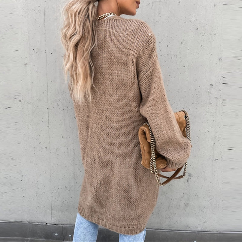 Women's Long Cardigan Knit Sweater