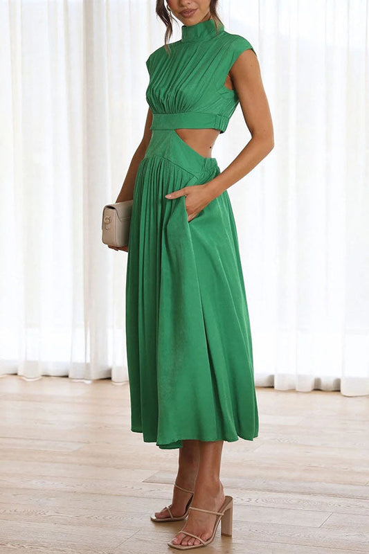 Women's Cut-Out Midi Dress with Pockets – Summer Style