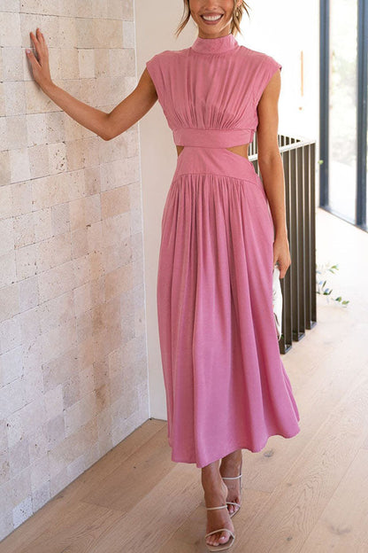 Women's Cut-Out Midi Dress with Pockets – Summer Style