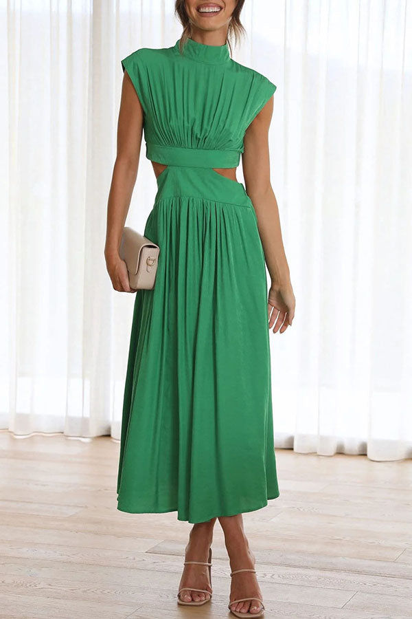 Women's Cut-Out Midi Dress with Pockets – Summer Style