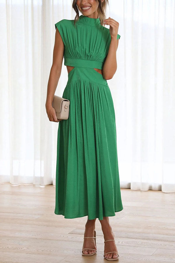 Women's Cut-Out Midi Dress with Pockets – Summer Style
