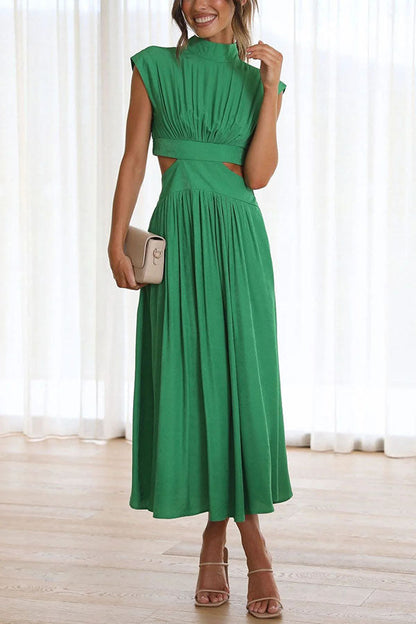 Women's Cut-Out Midi Dress with Pockets – Summer Style