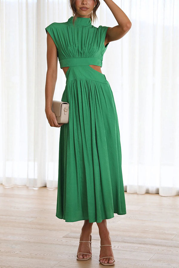 Women's Cut-Out Midi Dress with Pockets – Summer Style