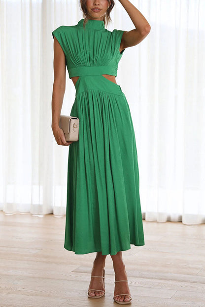 Women's Cut-Out Midi Dress with Pockets – Summer Style