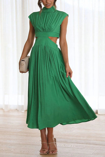 Women's Cut-Out Midi Dress with Pockets – Summer Style