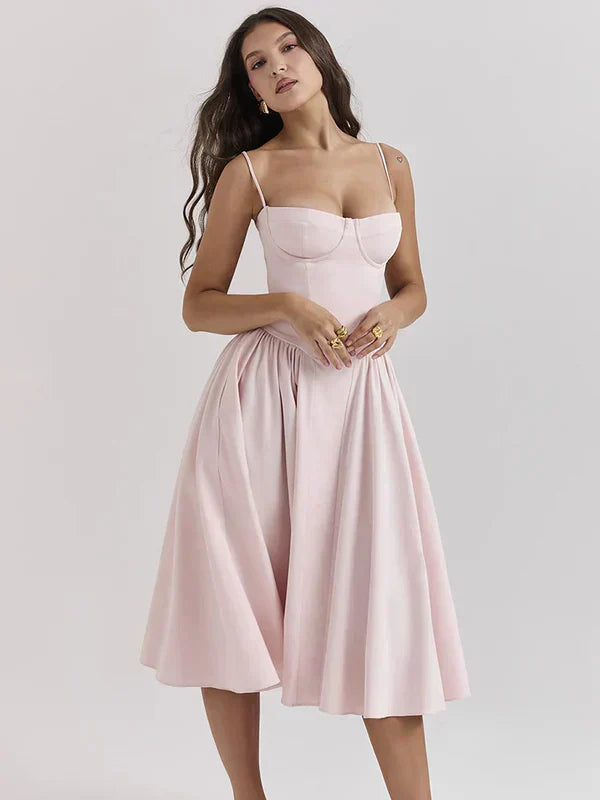Women's Retro Midi Dress – Vintage Summer Outfit