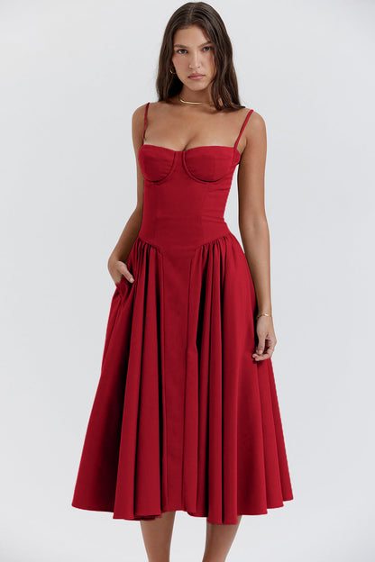 Women's Retro Midi Dress – Vintage Summer Outfit
