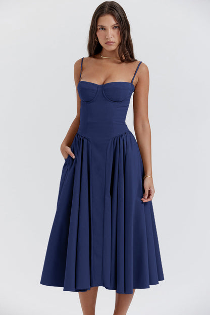 Women's Retro Midi Dress – Vintage Summer Outfit