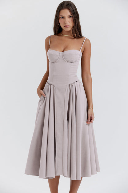 Women's Retro Midi Dress – Vintage Summer Outfit