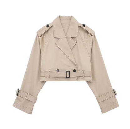 Women's Short Trench Coat for Transitional Seasons