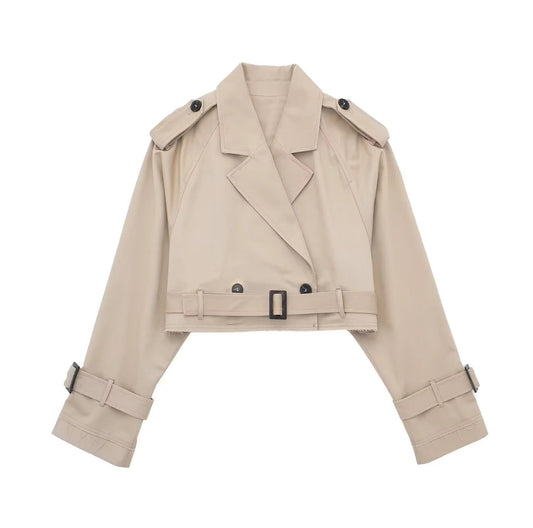 Women's Short Trench Coat for Transitional Seasons