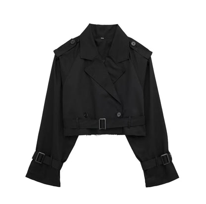 Women's Short Trench Coat for Transitional Seasons