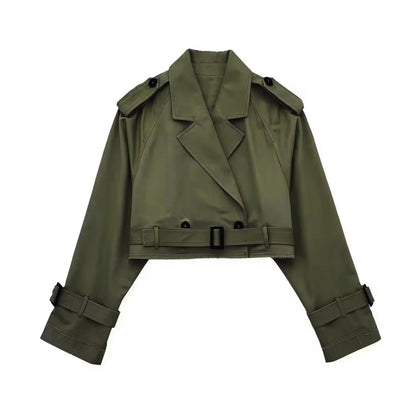 Women's Short Trench Coat for Transitional Seasons