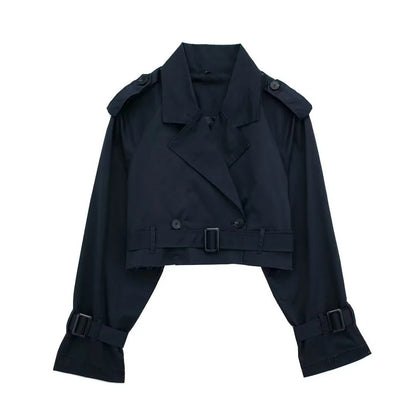 Women's Short Trench Coat for Transitional Seasons