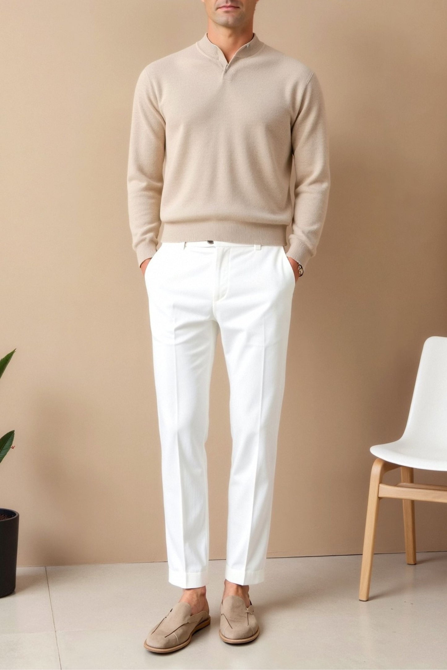 Women's Slim Ankle Trousers with Functional Pockets