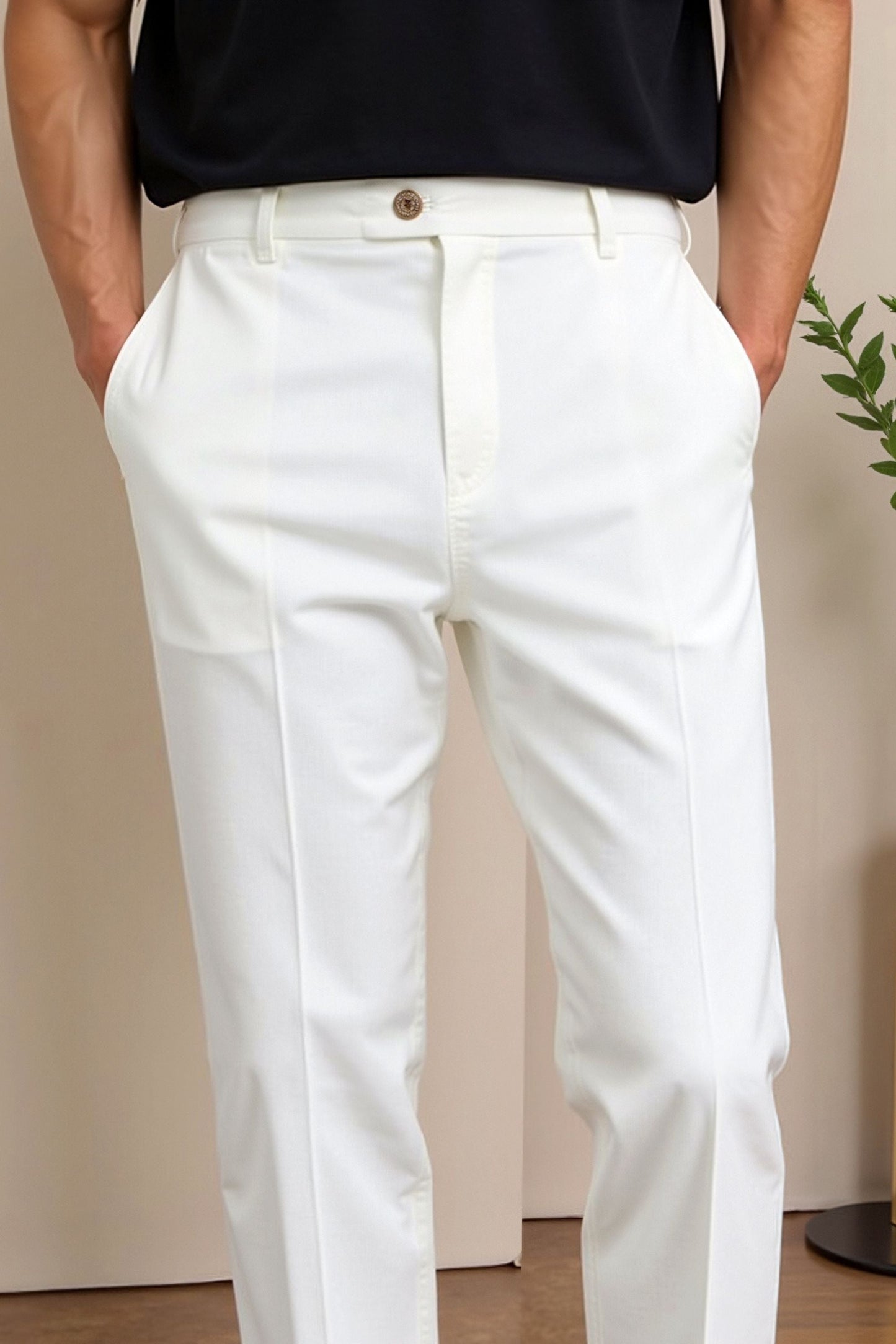 Women's Slim Ankle Trousers with Functional Pockets